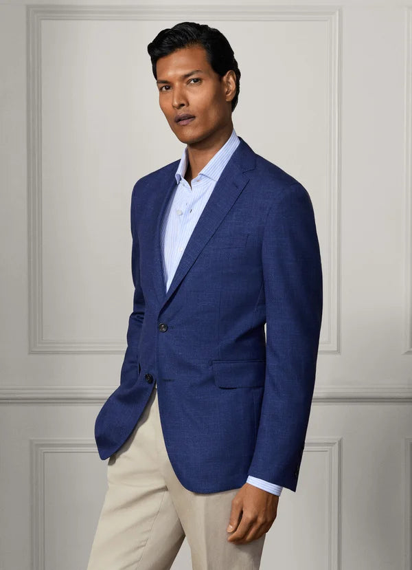 Wool Silk Hopsack Blazer - Woven In Italy