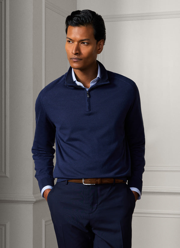 Silk-Cotton Quarter Zip Jumper