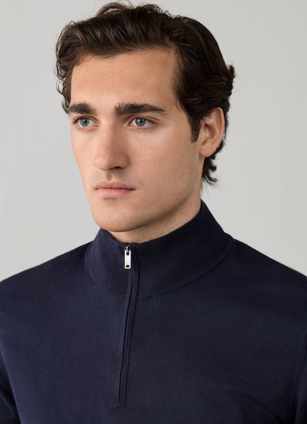 Cotton-Cashmere Quarter Zip Jumper