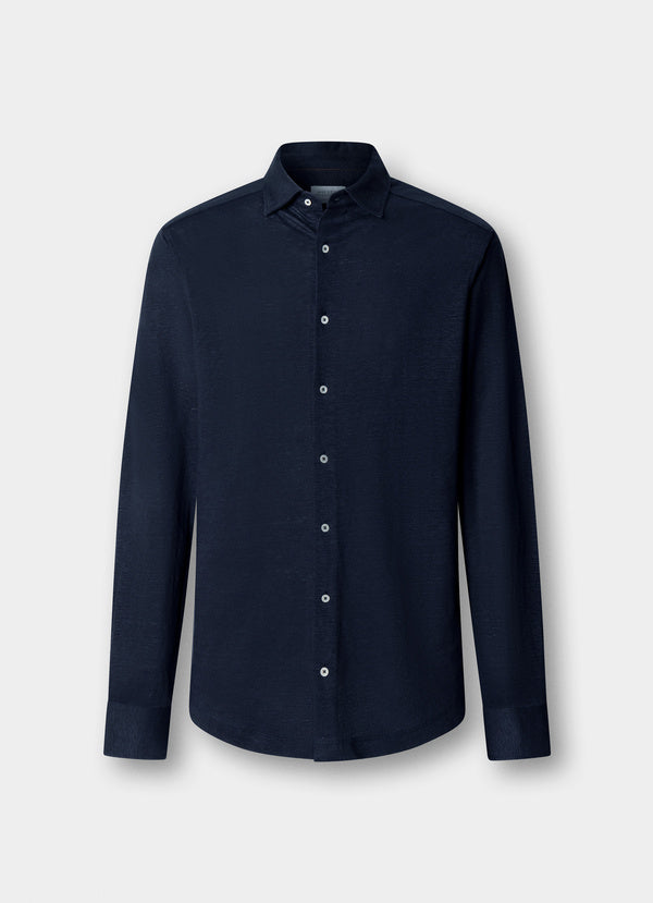 Classic Fit Linen Long Sleeve Shirt Polo
