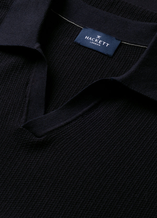 Textured Knitted Short Sleeve Polo