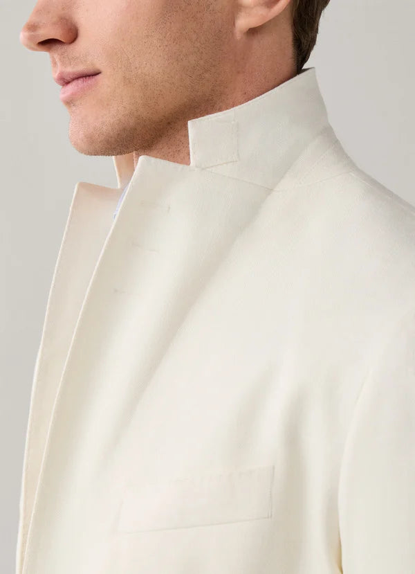 Linen-Cotton Herringbone Blazer