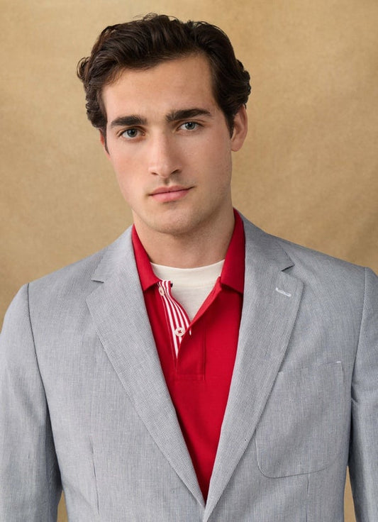 Classic Fit Cotton Linen Stripe Blazer