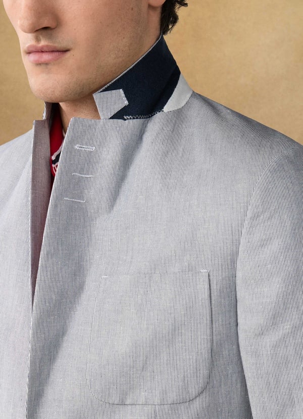 Classic Fit Cotton Linen Stripe Blazer