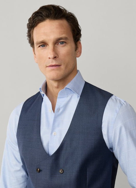 Wool Sharkskin Waistcoat - Woven In Italy