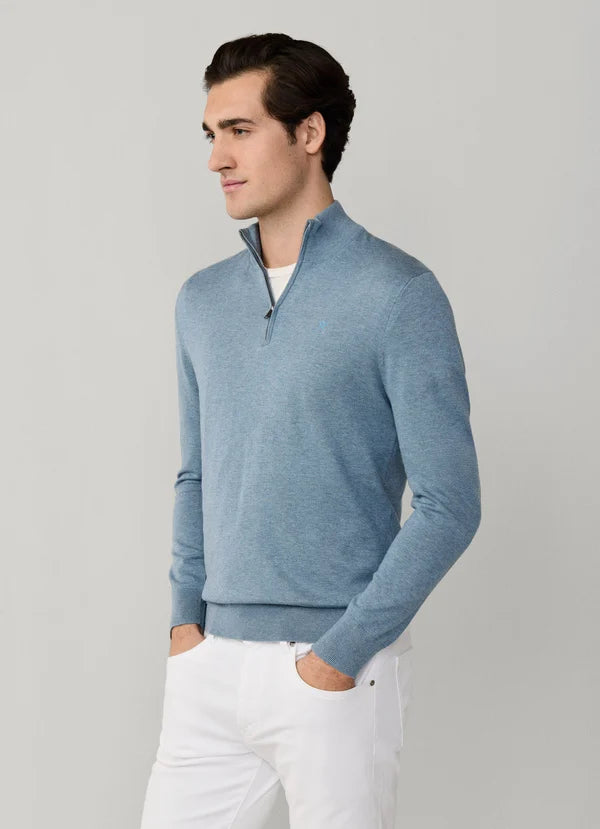 Cotton-Silk Quarter Zip Jumper