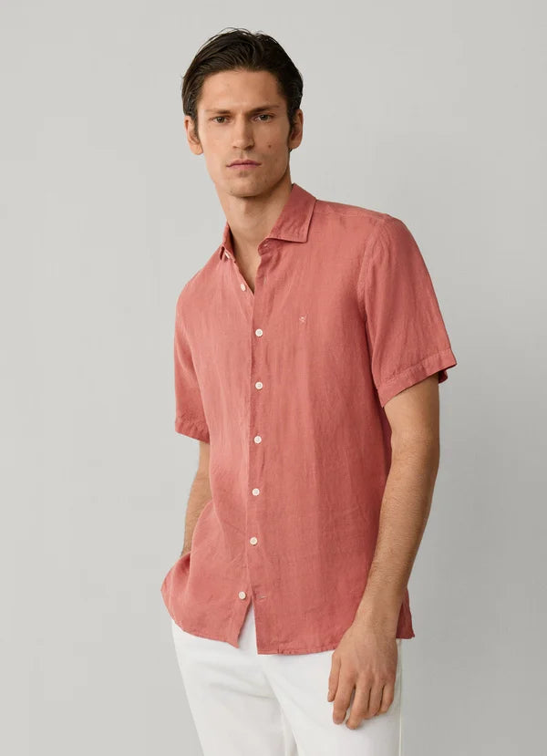 Tailored Fit Short Sleeve Linen Shirt