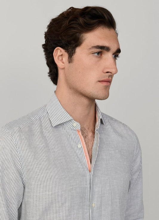 Tailored Fit Cotton-Linen Selvedge Shirt