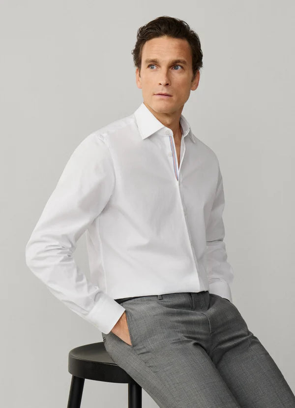 Classic Fit Engineered Stripe Poplin Shirt