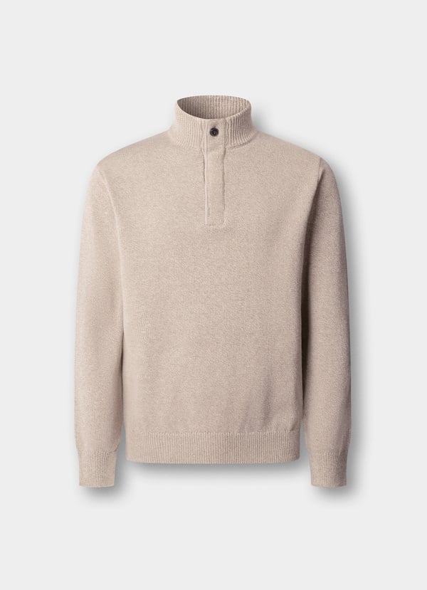 Cotton-Cashmere Mouline Quarter-Zip Jumper