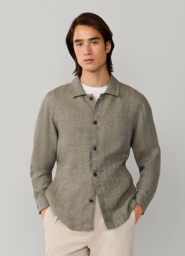 Linen Blouson Overshirt