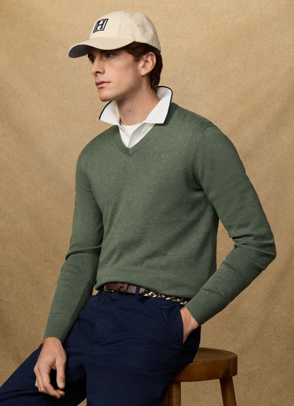 Cotton V-Neck Jumper