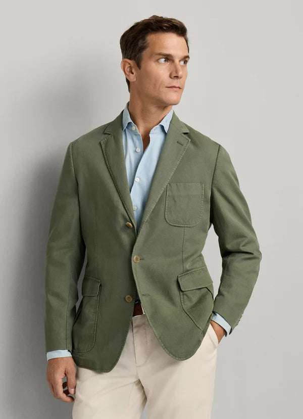 Stretch Linen Blend Blazer - Woven In Italy