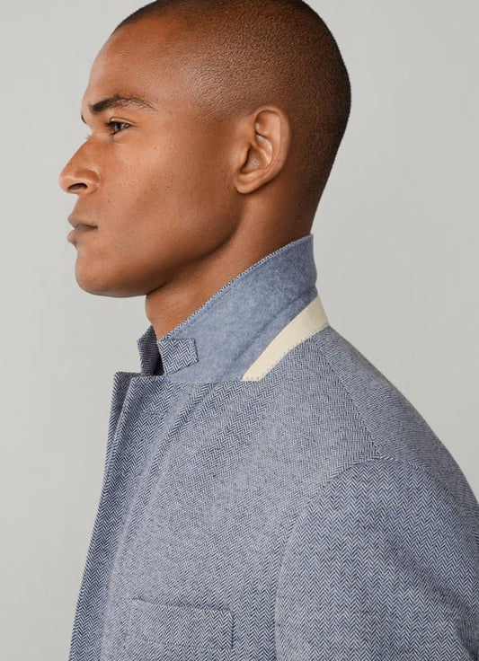 Cotton Herringbone Knit Blazer
