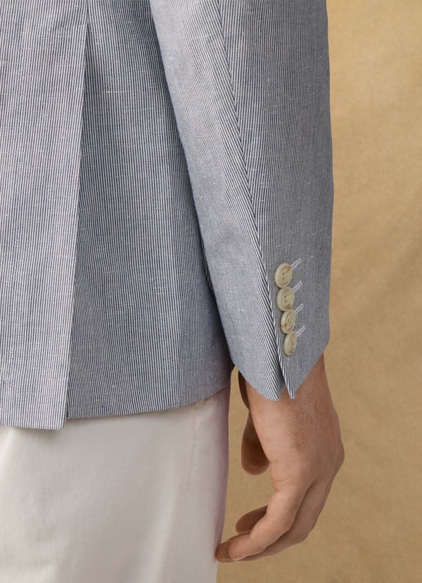 Classic Fit Cotton Linen Stripe Blazer