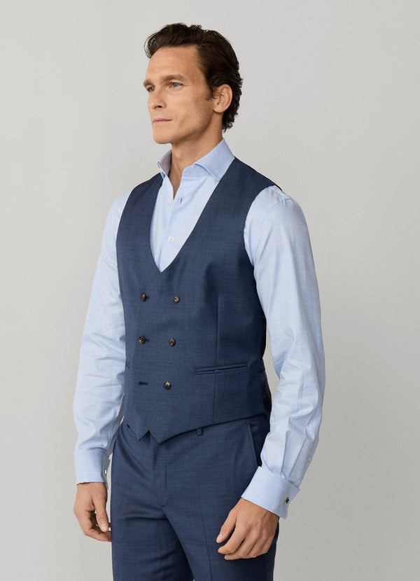 Wool Sharkskin Waistcoat - Woven In Italy