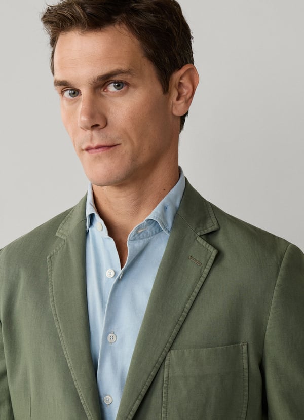 Stretch Linen Blend Blazer - Woven In Italy