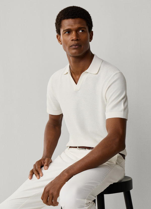 Textured Knitted Short Sleeve Polo