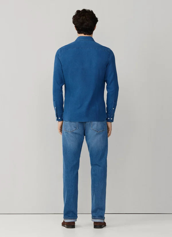 Tailored Fit Textured Denim Shirt