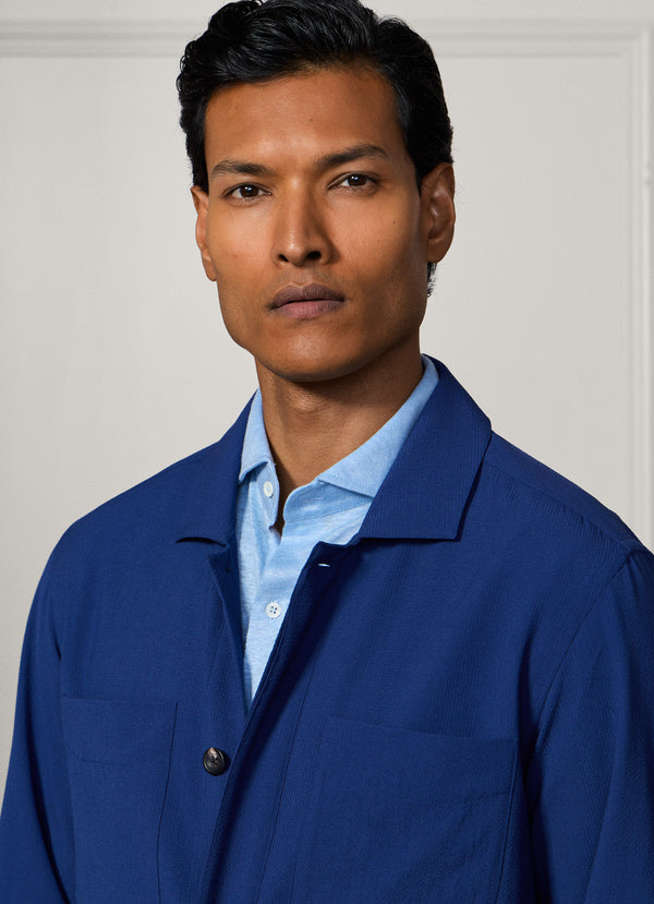 Wool-Silk Seersucker Overshirt - Woven In Italy