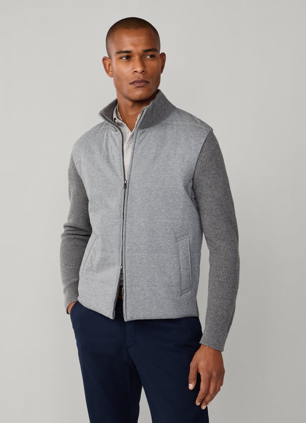 Merino Wool Hybrid Full-Zip Cardigan