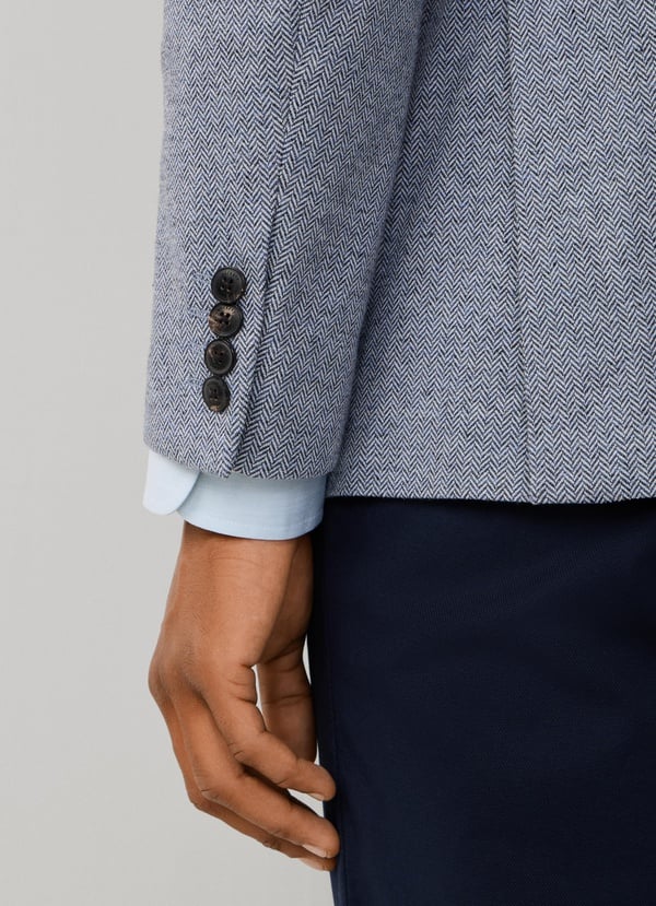 Cotton Herringbone Knit Blazer