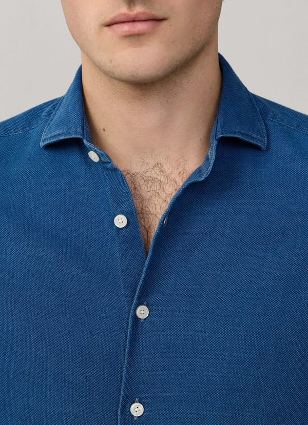 Tailored Fit Textured Denim Shirt
