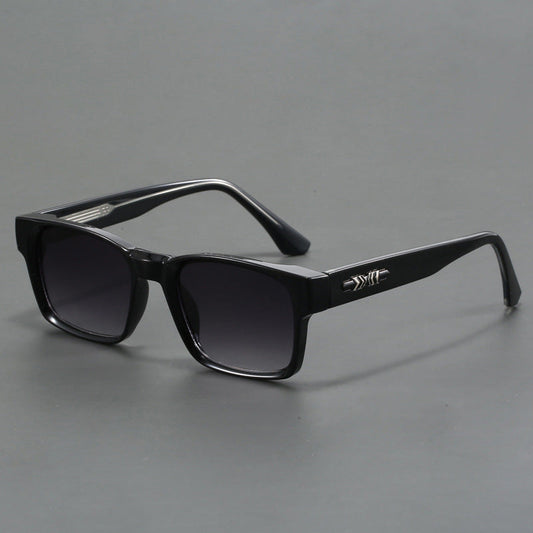Colorblock Square Frame Polarized Retro Sunglasses