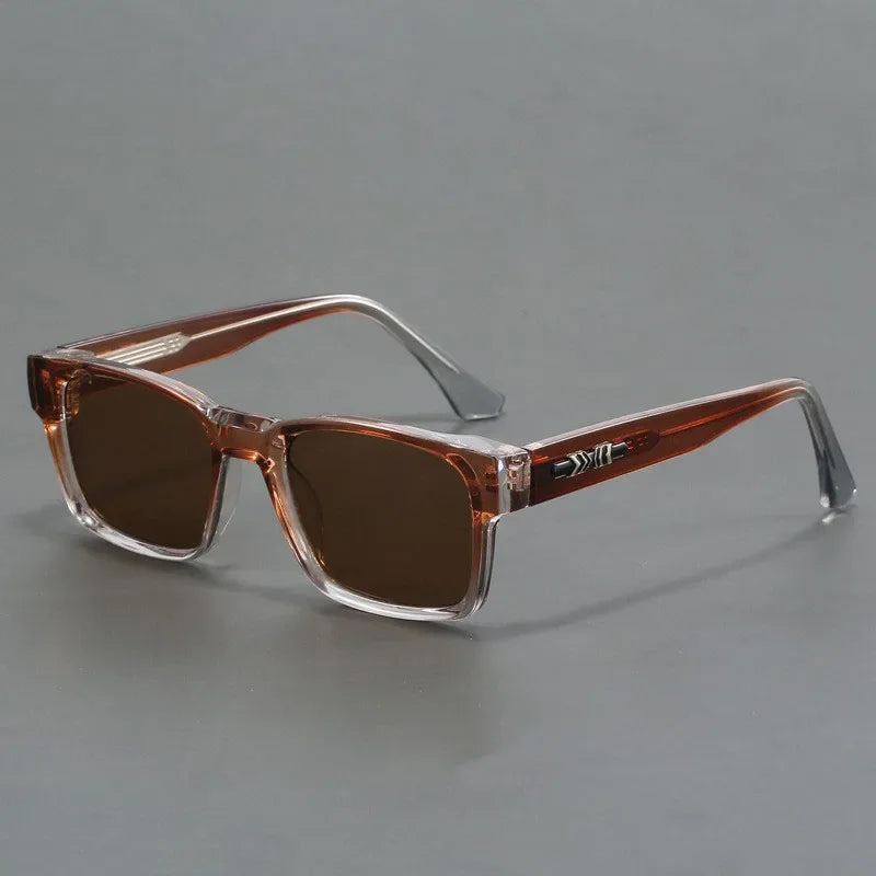 Colorblock Square Frame Polarized Retro Sunglasses