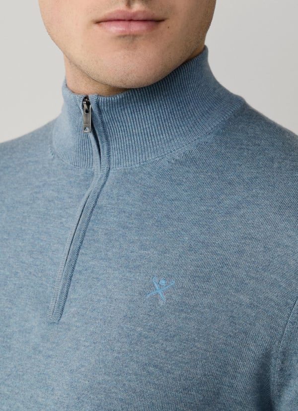 Cotton-Silk Quarter Zip Jumper