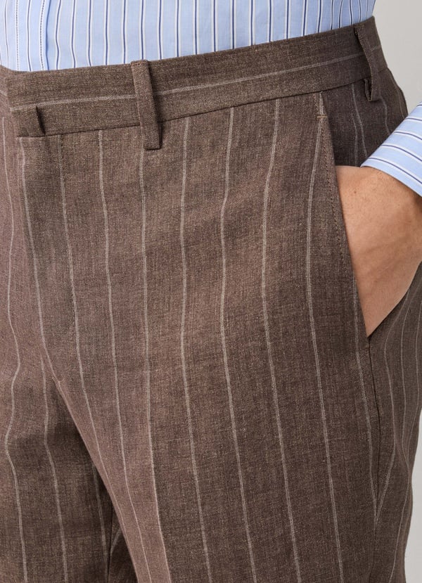 Pure Linen Wide Stripe Suit
