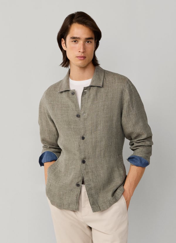 Linen Blouson Overshirt