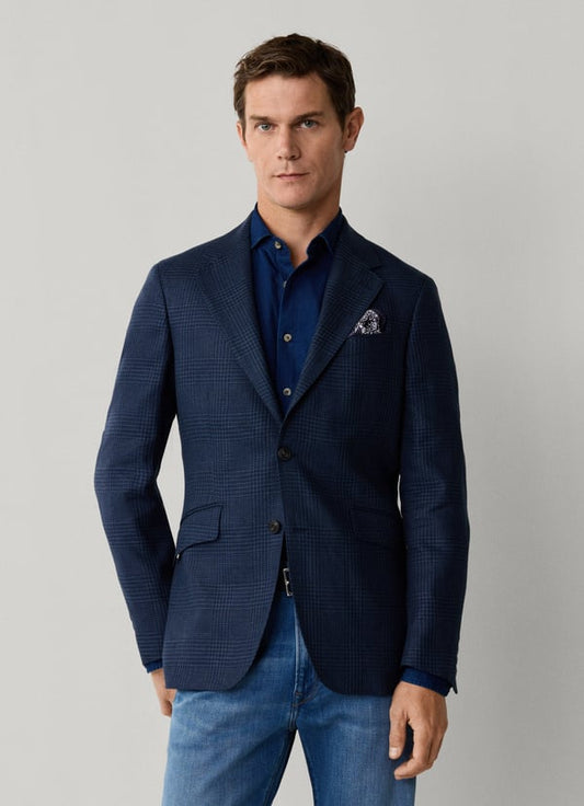 Linen-Wool Glen Check Blazer