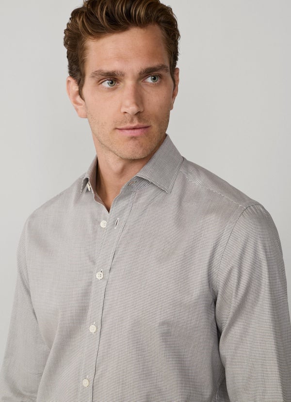 Tailored Fit Flannel Puppytooth Shirt