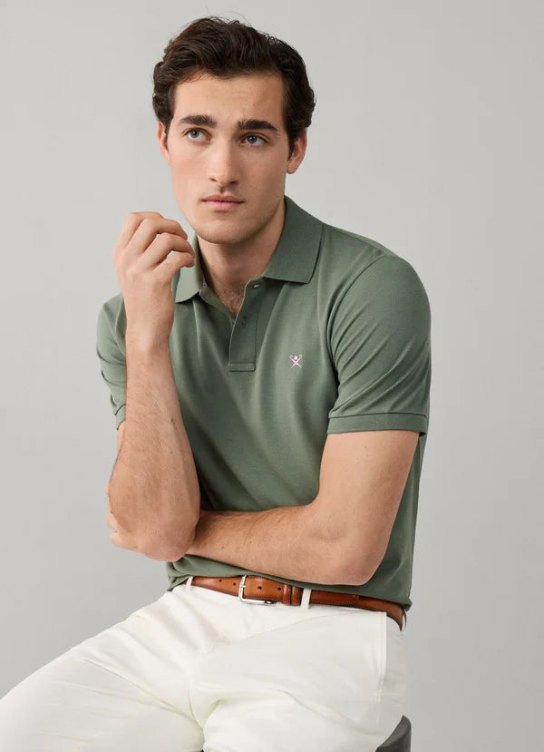 Classic Fit Short Sleeve Logo Pique Polo