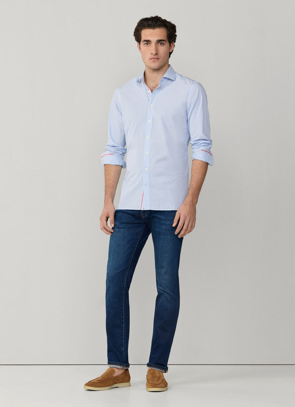 Tailored Fit Engineered Stripe Poplin Shirt