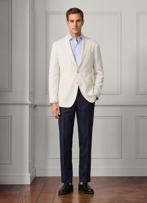 Linen-Cotton Herringbone Blazer