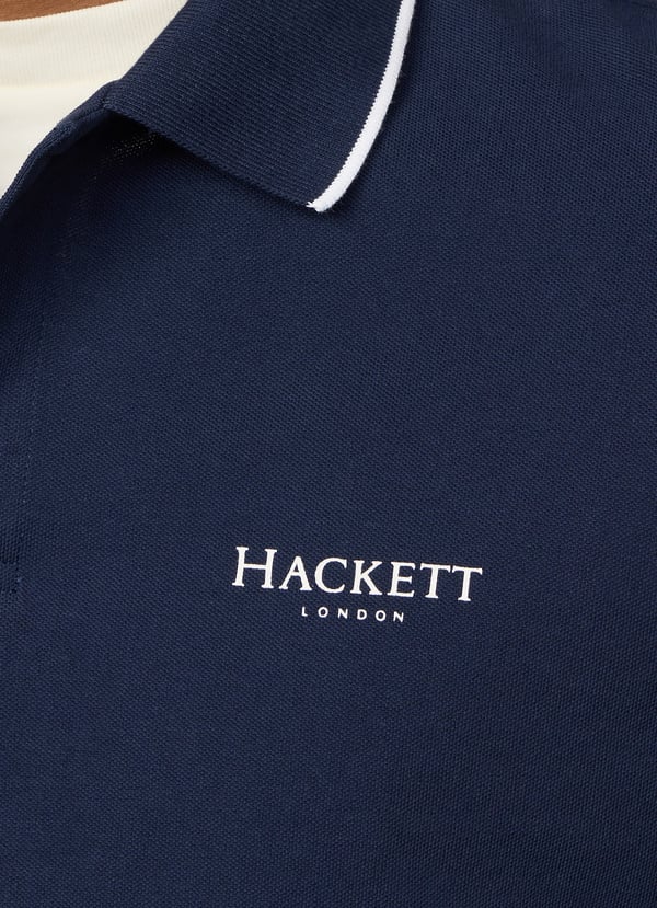 Classic Fit Branded Long Sleeve Polo