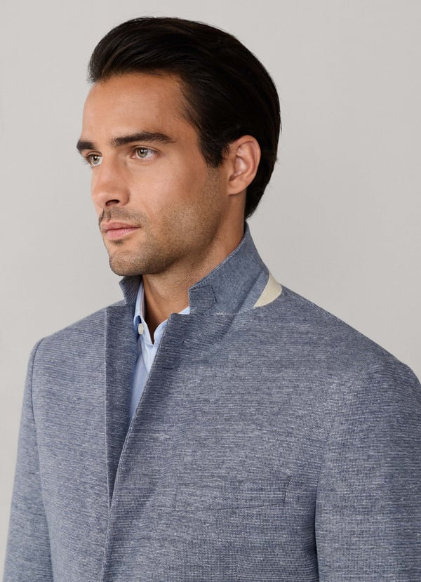 Cotton-Linen Textured Jersey Blazer