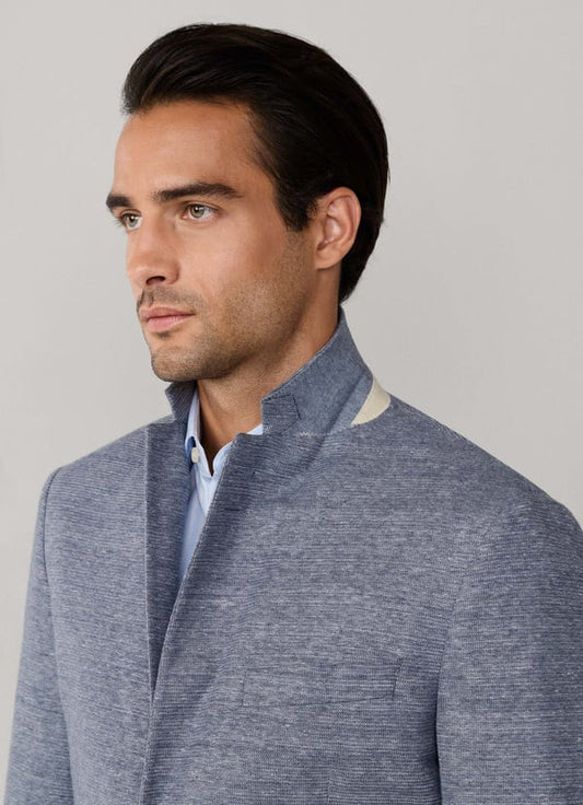 Cotton-Linen Textured Jersey Blazer