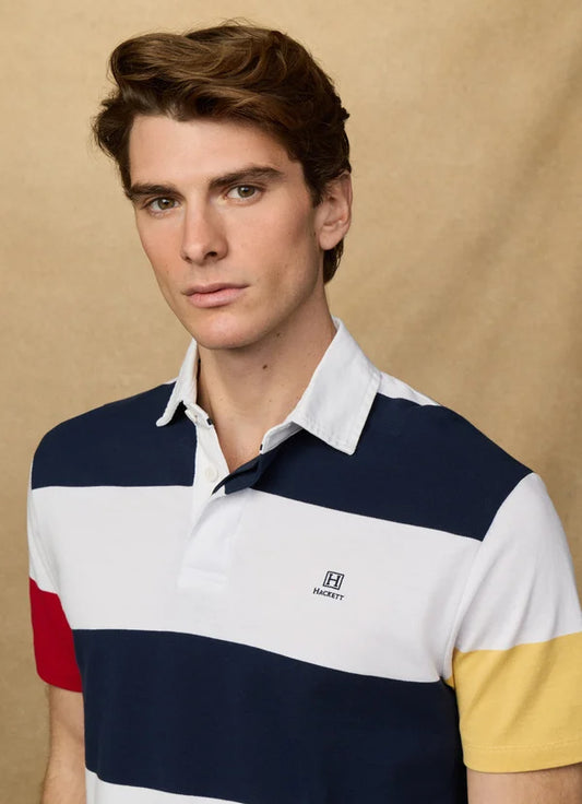 Classic Fit Short Sleeve Stripe Rugby Shirt