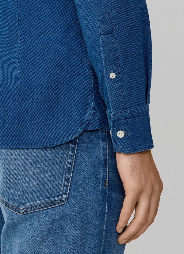 Tailored Fit Textured Denim Shirt