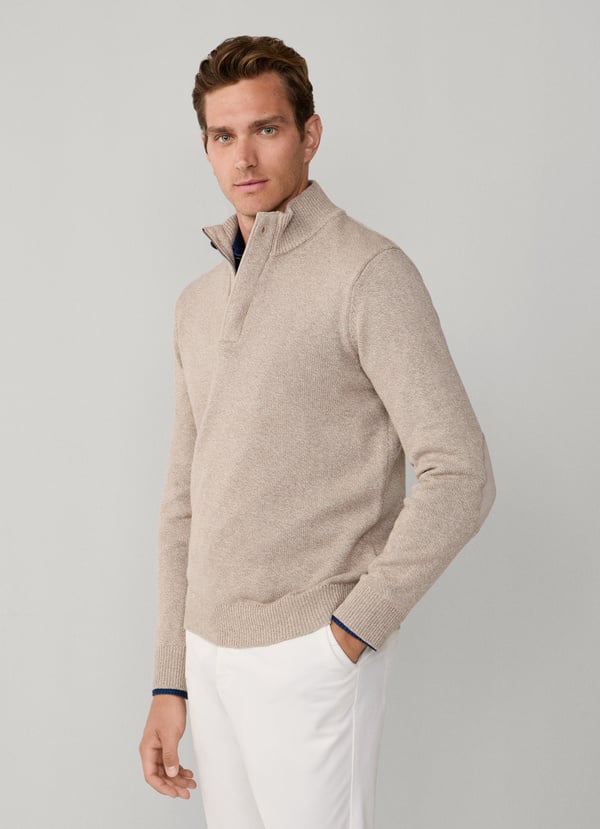 Cotton-Cashmere Mouline Quarter-Zip Jumper