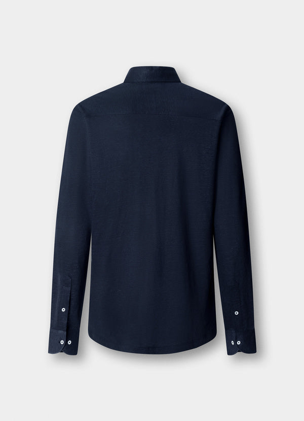 Classic Fit Linen Long Sleeve Shirt Polo