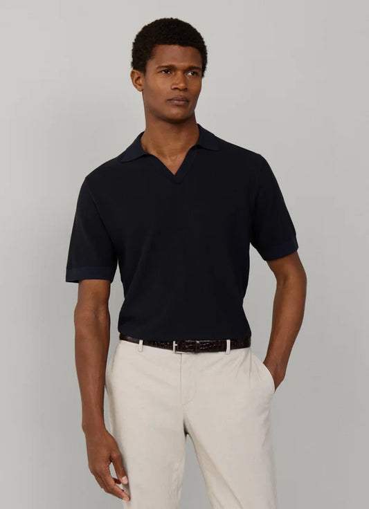 Textured Knitted Short Sleeve Polo