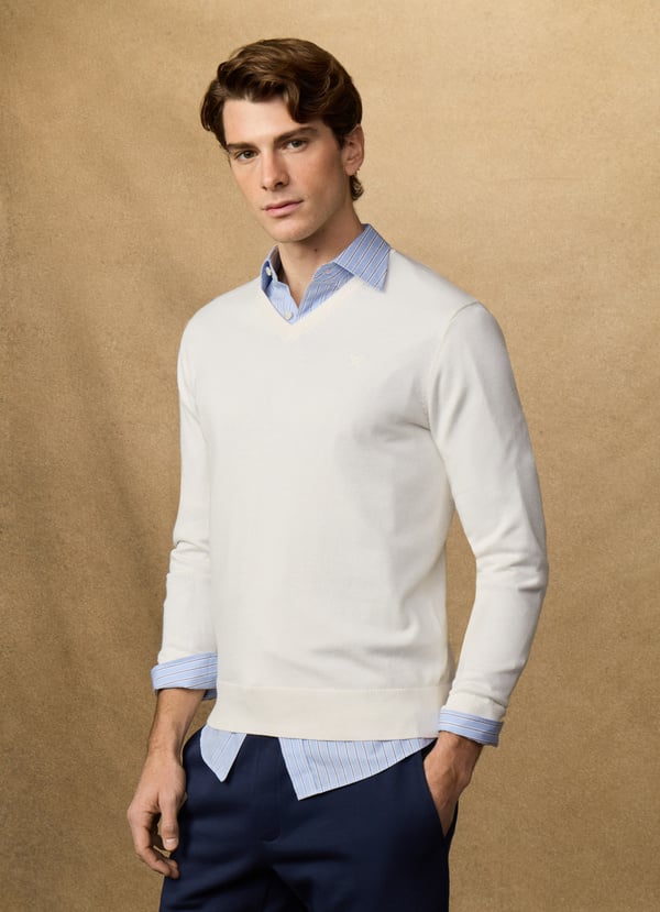 Cotton V-Neck Jumper