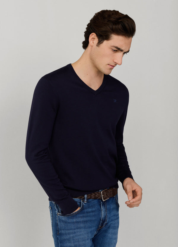 Cotton-Silk V-Neck Jumper