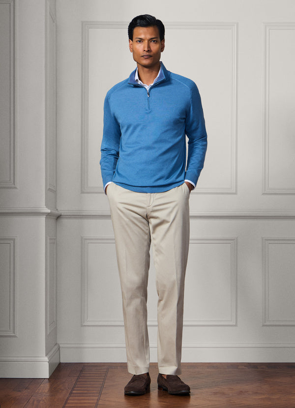 Silk-Cotton Quarter Zip Jumper