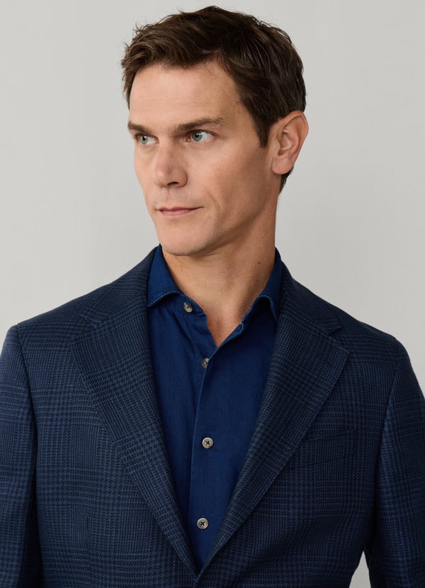 Linen-Wool Glen Check Blazer