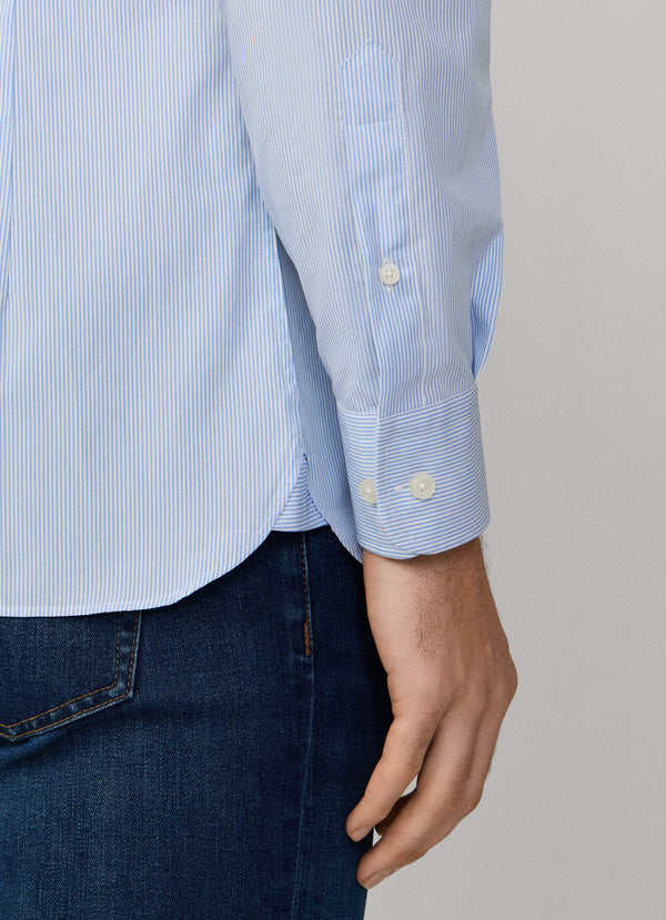 Tailored Fit Engineered Stripe Poplin Shirt